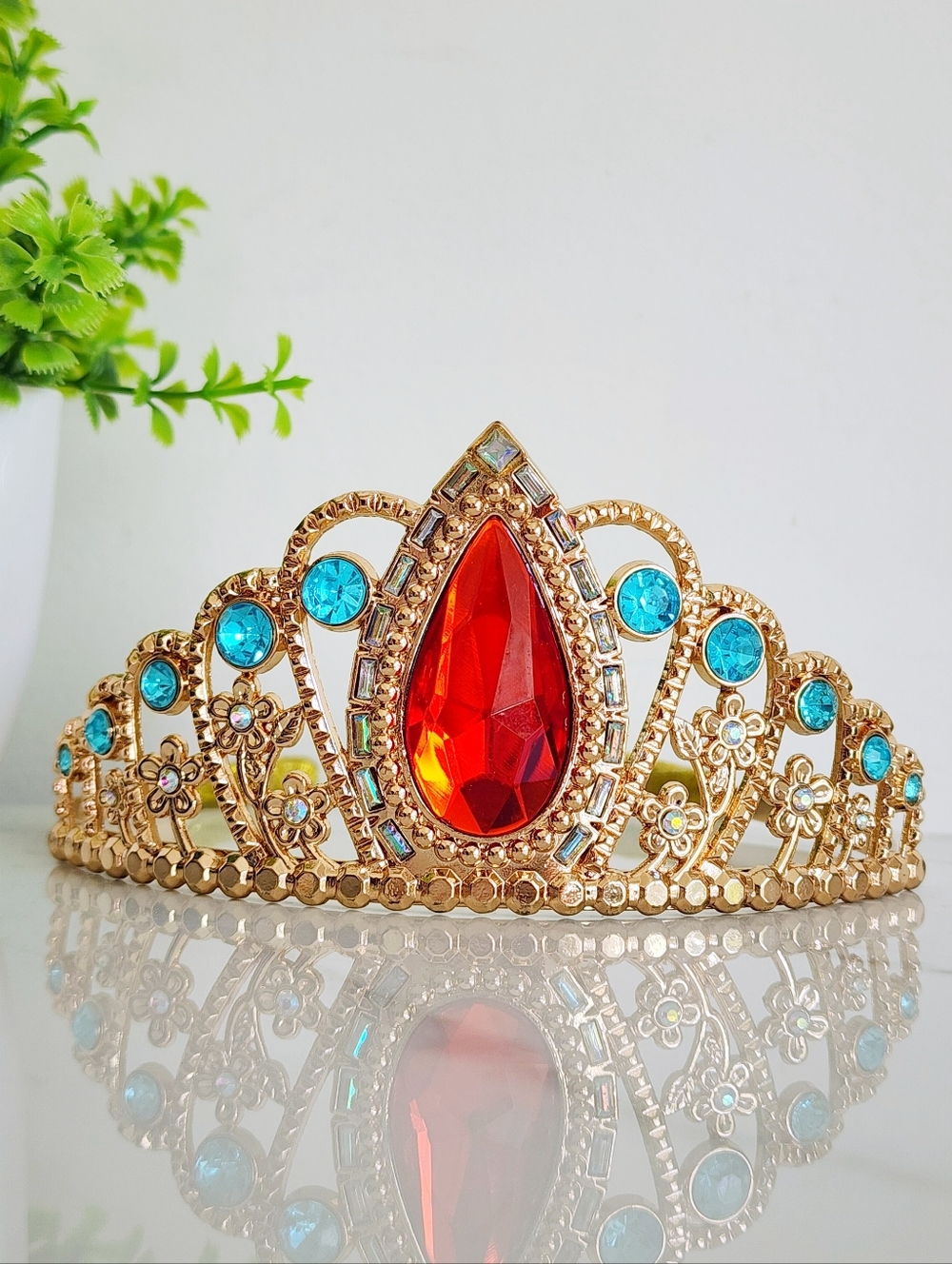 ✨️ Disney Store Elena of Avalor Princess Tiara Headband Red Gem Gold Crown